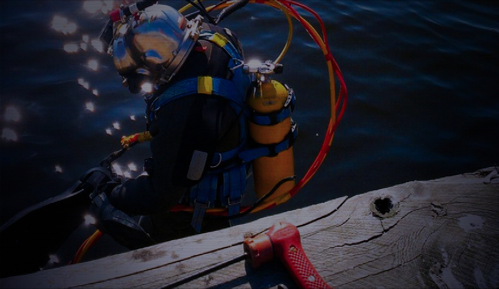 Image 0f CDMS diver getting into the water.